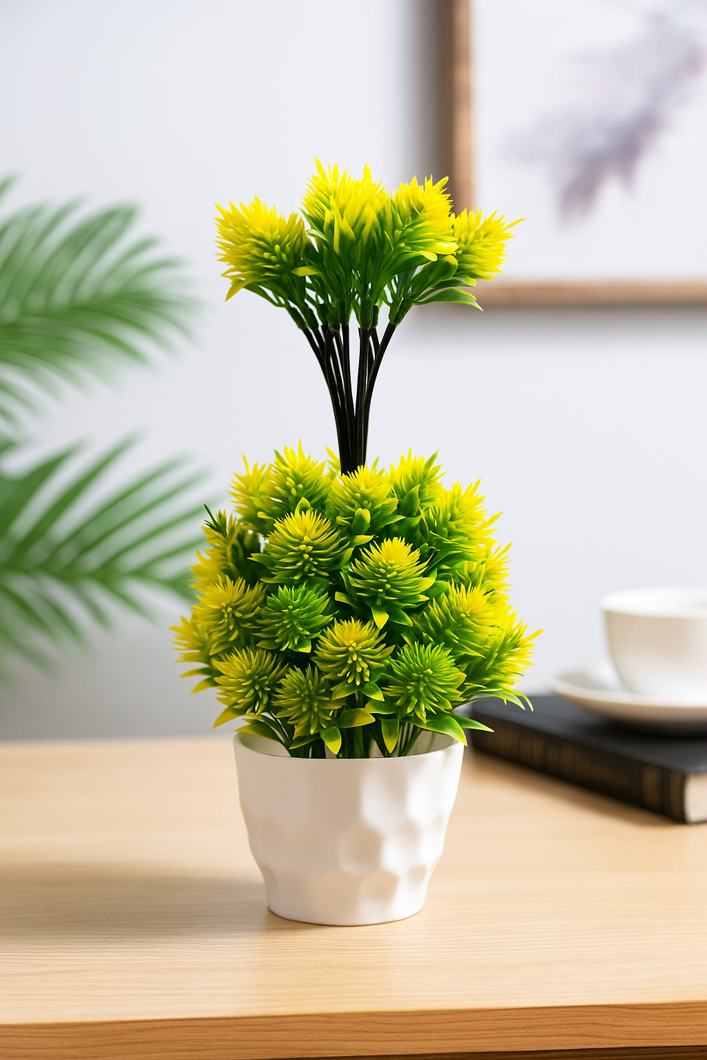 Artificial Plants with Flower Pot for Home Decoration Artificial Plant with Pot  (30 cm, Yellow)
