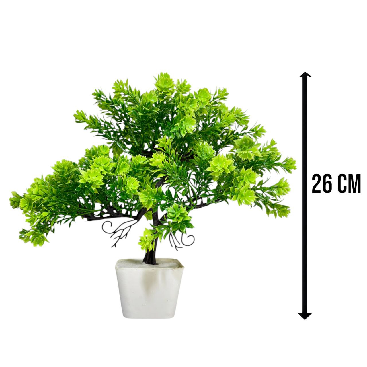 Artificial Flowering Bonsai Tree | Decorative Plant for Home, Office Bonsai Artificial Plant with Pot  (26 cm, Green)