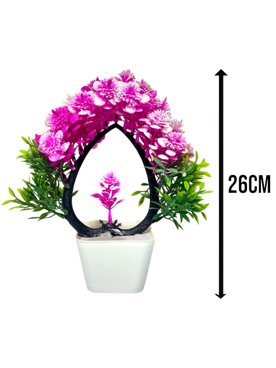 Artificial Decorative Plant with Pot for Home & Office Decoration – Indoor Faux Flower Plant in White Pot"