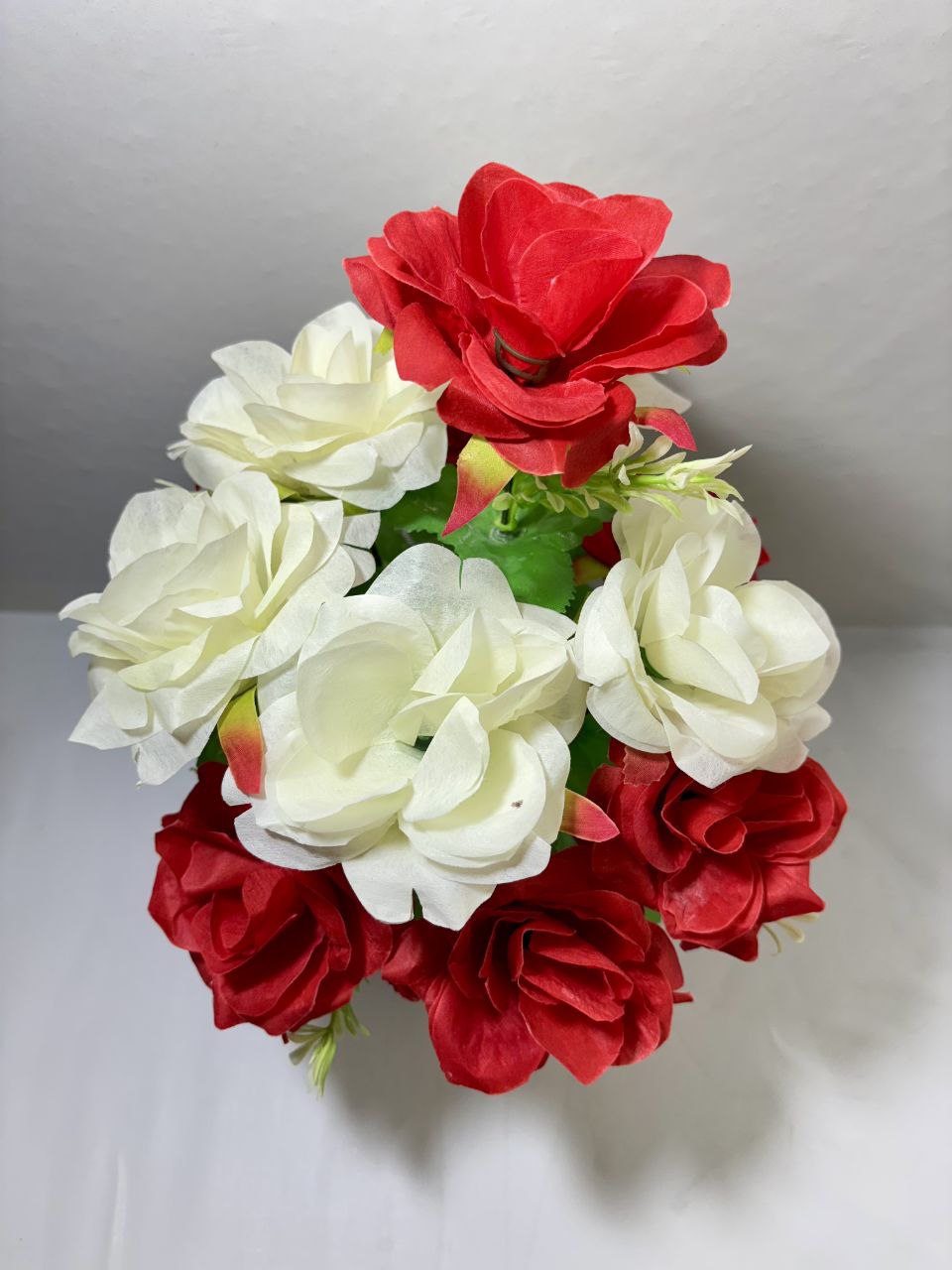 Artificial Rose Flower Plant with Pot – Decorative Tabletop Home & Office Décor (38 cm, Set of 2)