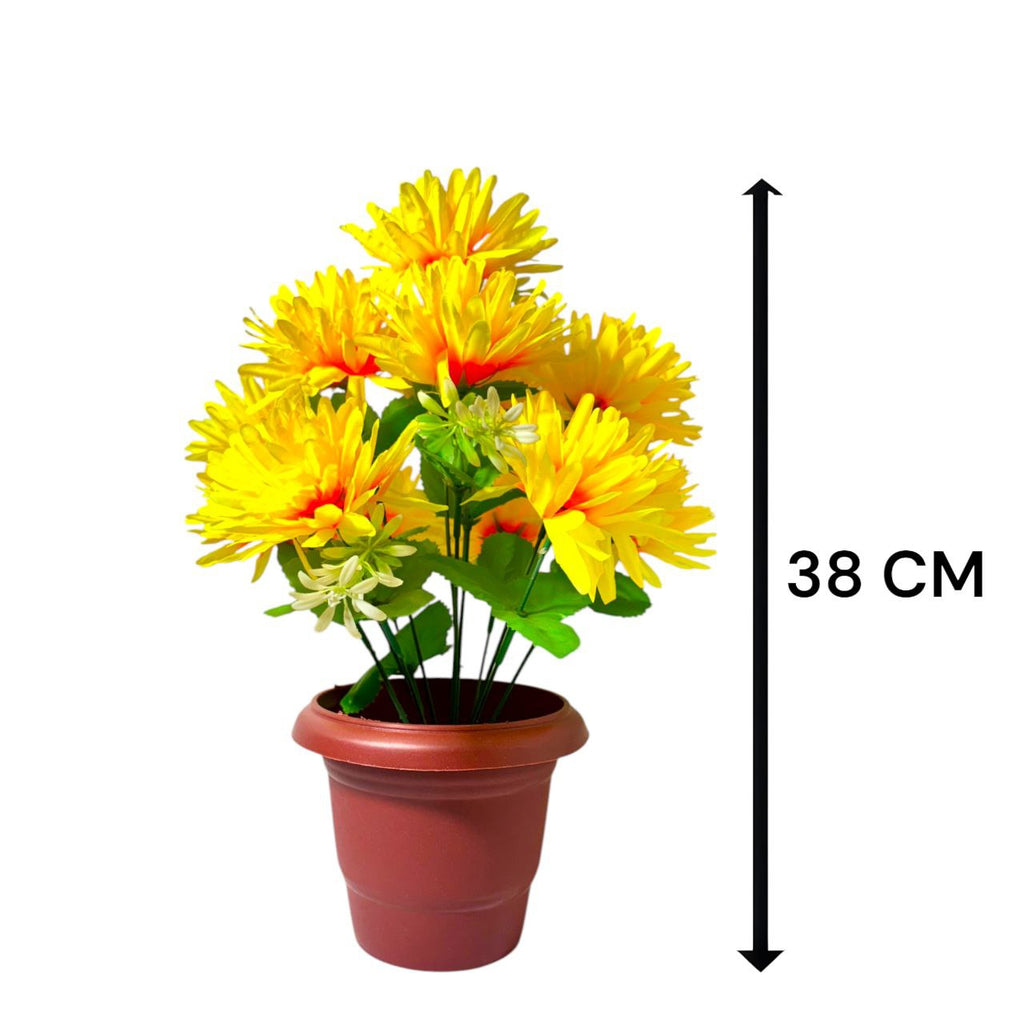 Artificial Dahlia Flower Plant with Pot – Decorative Tabletop Home & Office Décor (38 cm, Set of 2)