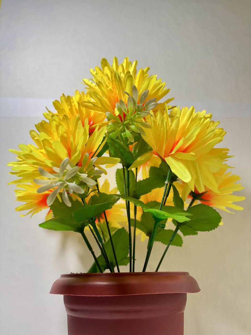 Artificial Dahlia Flower Plant with Pot – Decorative Tabletop Home & Office Décor (38 cm, Set of 2)