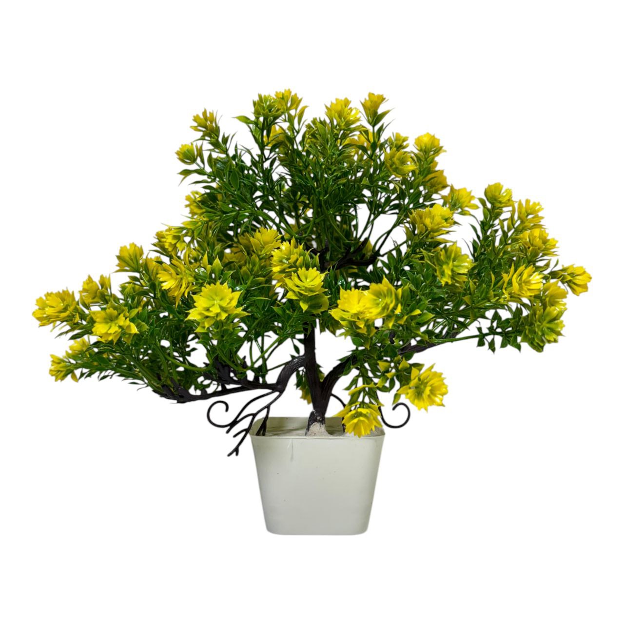 Artificial Flowering Bonsai Tree | Decorative Plant for Home, Office Bonsai Artificial Plant with Pot  (26 cm, Yellow)