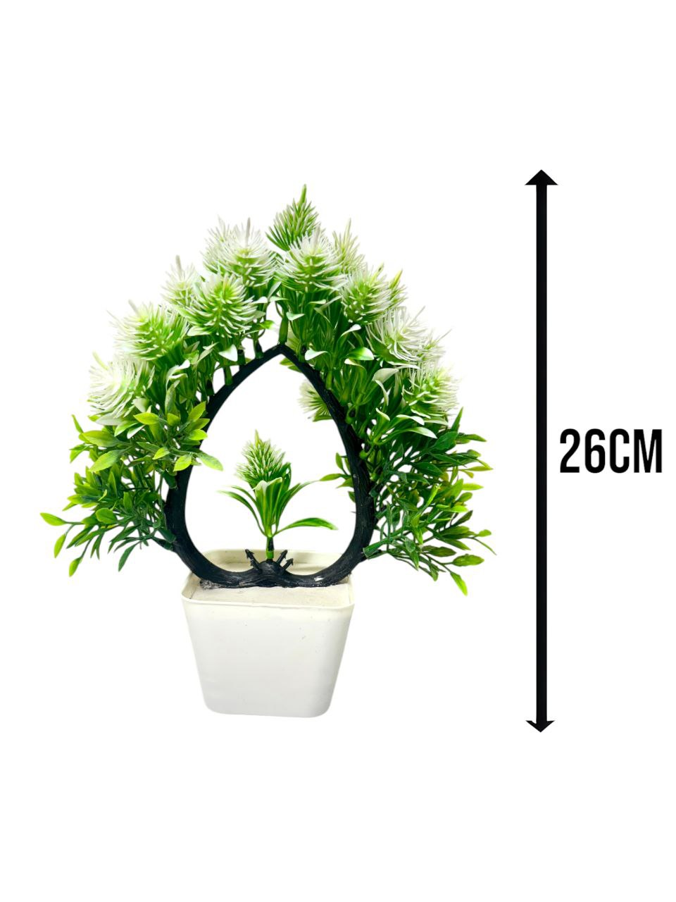 Artificial Decorative Plant with Pot for Home & Office Decoration – Indoor Faux Flower Plant in White Pot"