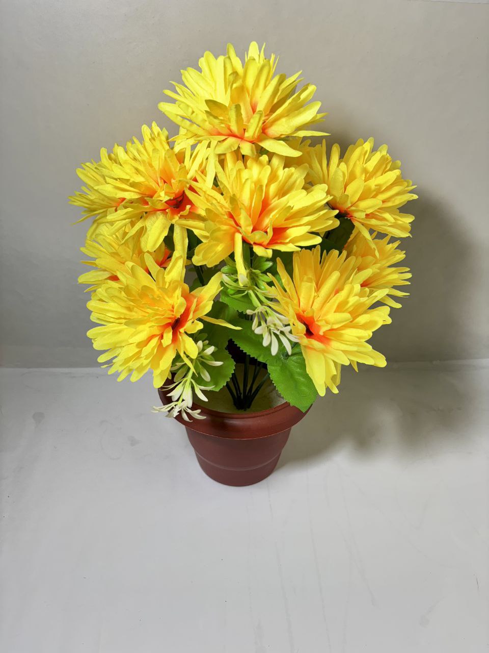 Artificial Dahlia Flower Plant with Pot – Decorative Tabletop Home & Office Décor (38 cm, Set of 2)