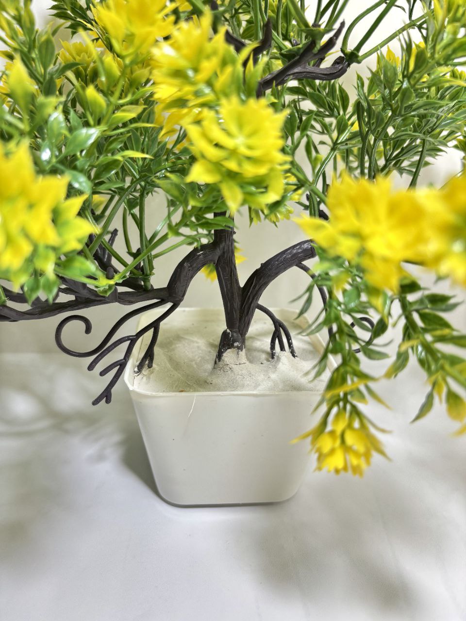 Artificial Flowering Bonsai Tree | Decorative Plant for Home, Office Bonsai Artificial Plant with Pot  (26 cm, Yellow)