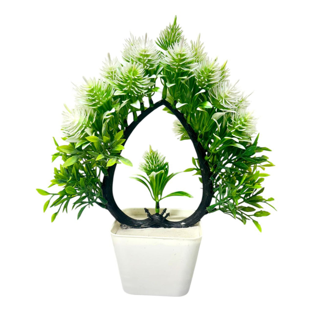 Artificial Decorative Plant with Pot for Home & Office Decoration – Indoor Faux Flower Plant in White Pot"