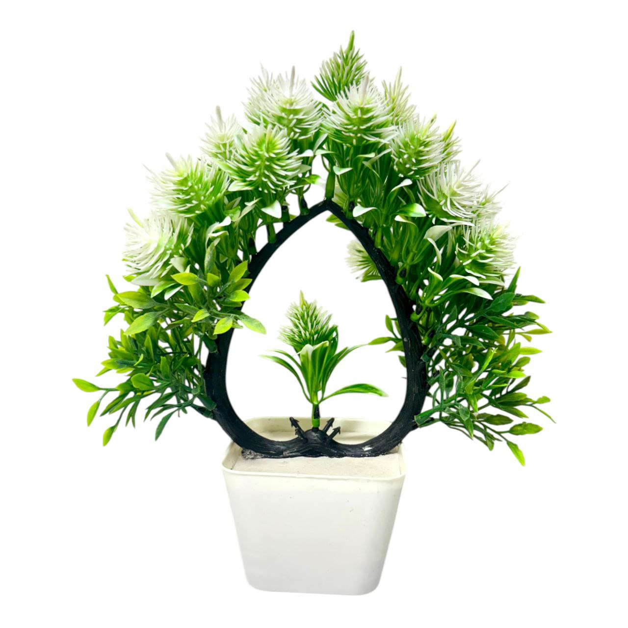 Artificial Decorative Plant with Pot for Home & Office Decoration – Indoor Faux Flower Plant in White Pot"