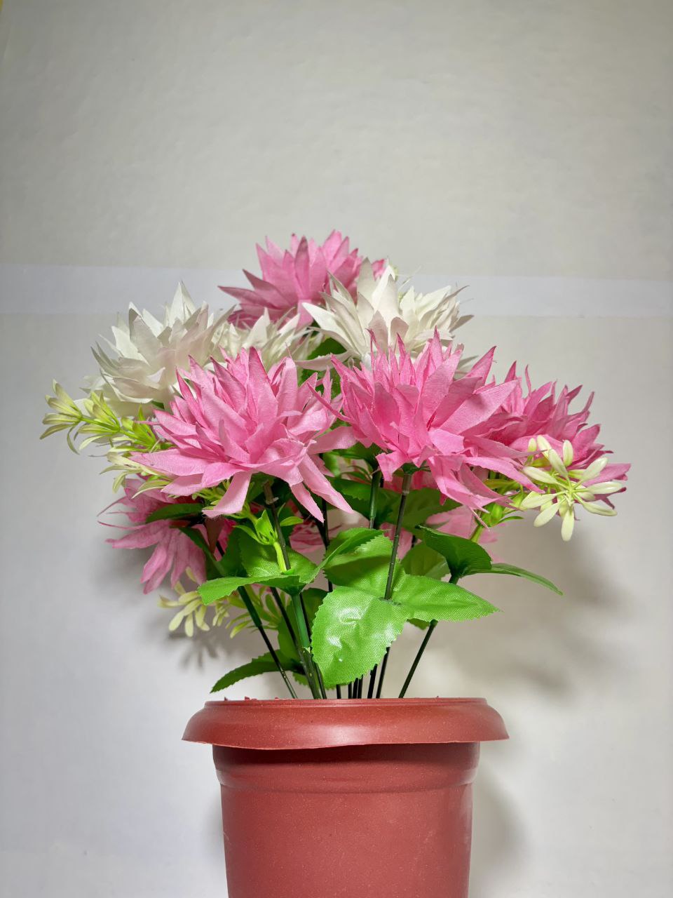 Artificial Dahlia Flower Plant with Pot – Decorative Tabletop Home & Office Décor (38 cm, Set of 2)