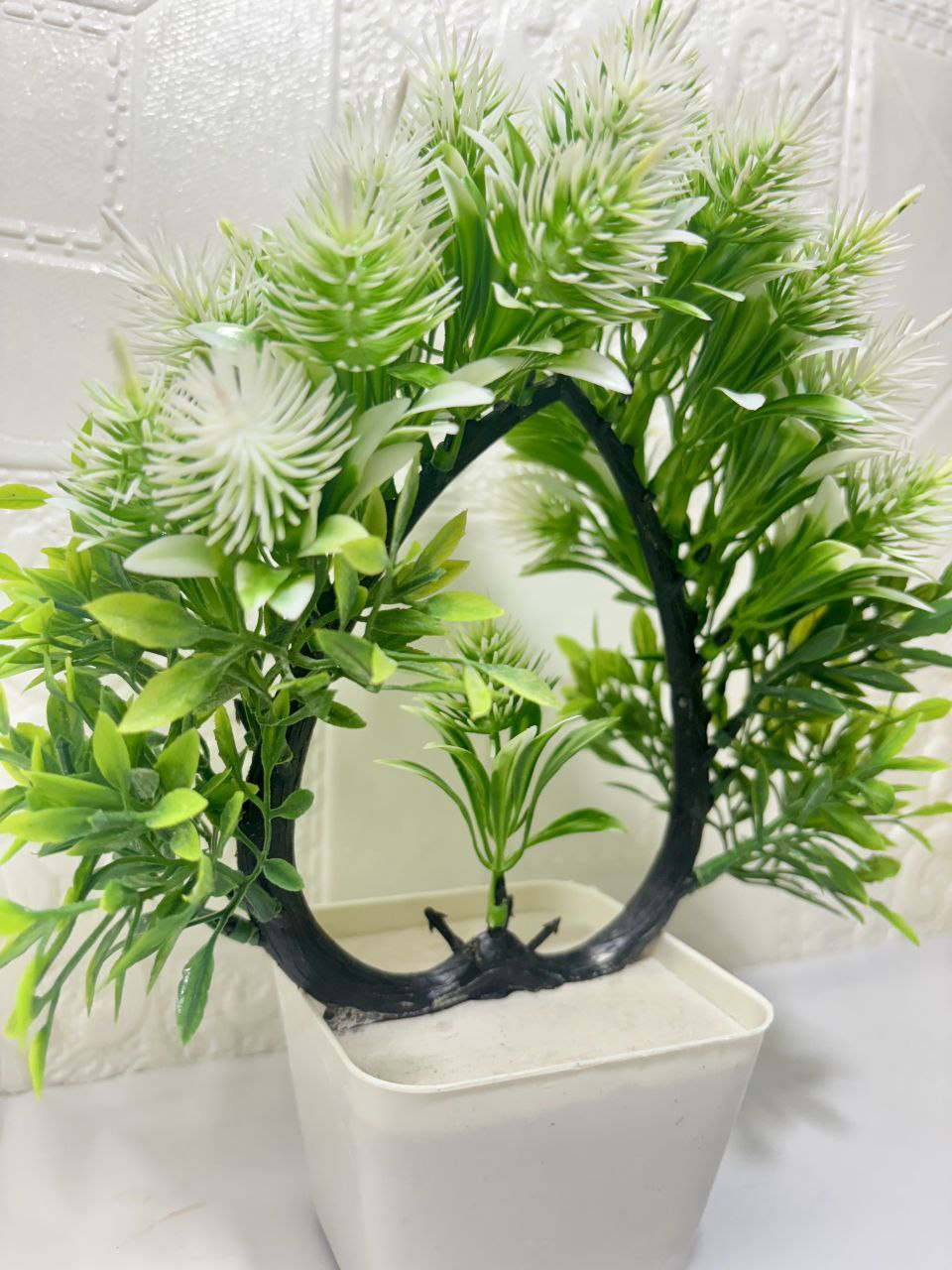 Artificial Decorative Plant with Pot for Home & Office Decoration – Indoor Faux Flower Plant in White Pot"