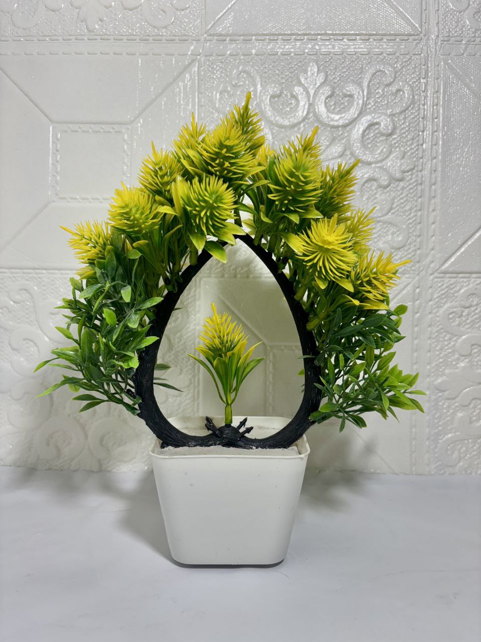 Artificial Decorative Plant with Pot for Home & Office Decoration – Indoor Faux Flower Plant in White Pot"