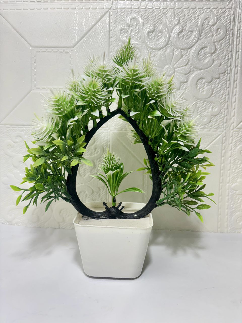 Artificial Decorative Plant with Pot for Home & Office Decoration – Indoor Faux Flower Plant in White Pot"